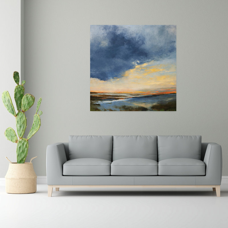 Cayucos, paysage abstrait contemporain, art naturel, H 48 po x l 48 po