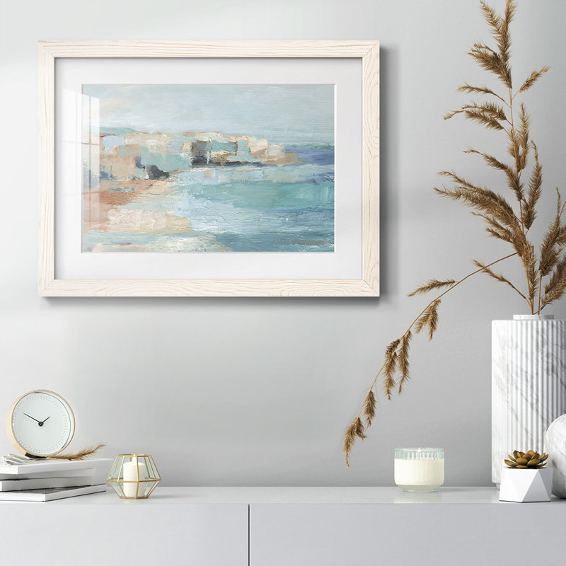 Turquoise Cliff Wall I - impression d'un seul cadre photo, Blanc, H 14 po x l 20 po x P 1,5 po