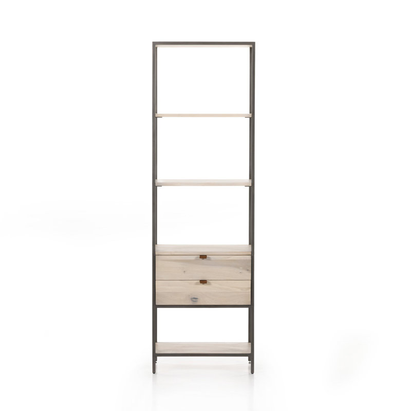 Trey Aasmin Bookshelf - Black Wash Poplar, Dove Poplar