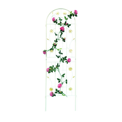 Ensemble de 2 treillis de jardin 71 po x 19,7 po en métal, treillis extérieur rouille blanc crème, facile à construire, matériau pour plantes grimpantes telles que lierre, concombre, raisin extérieur antirouille, assembler, raisin,