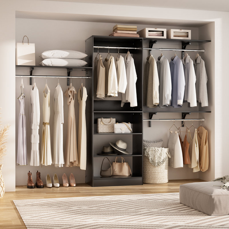 Susse 20-96'' W Closet System Starter Kit, Black