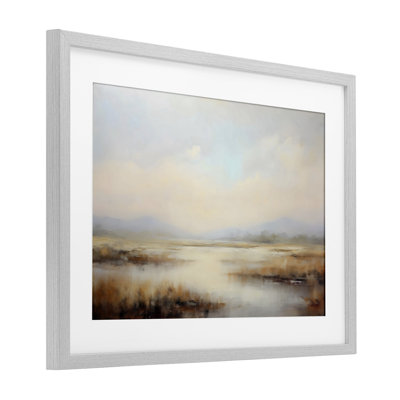 «Misty Wetlands Landscape», reproduction encadrée sous verre, design par LSR Creative Studio