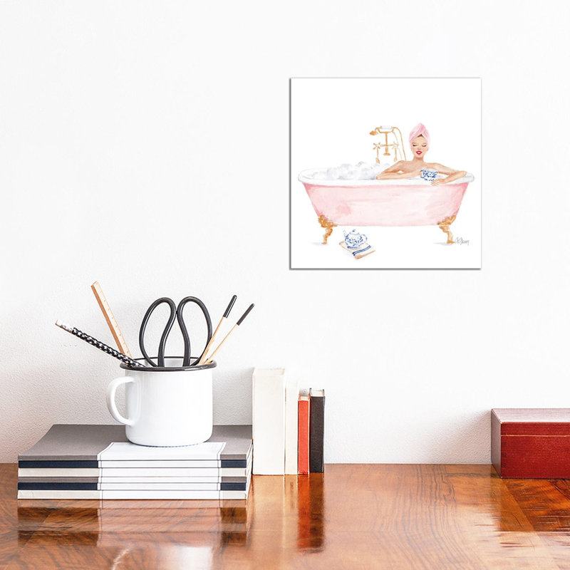 Pink Bathtub by Style Of Brush - Gallery-Wrapped Canvas Giclée on Canvas, 30.48 cm H x 30.48 cm W, Wrapped Canvas