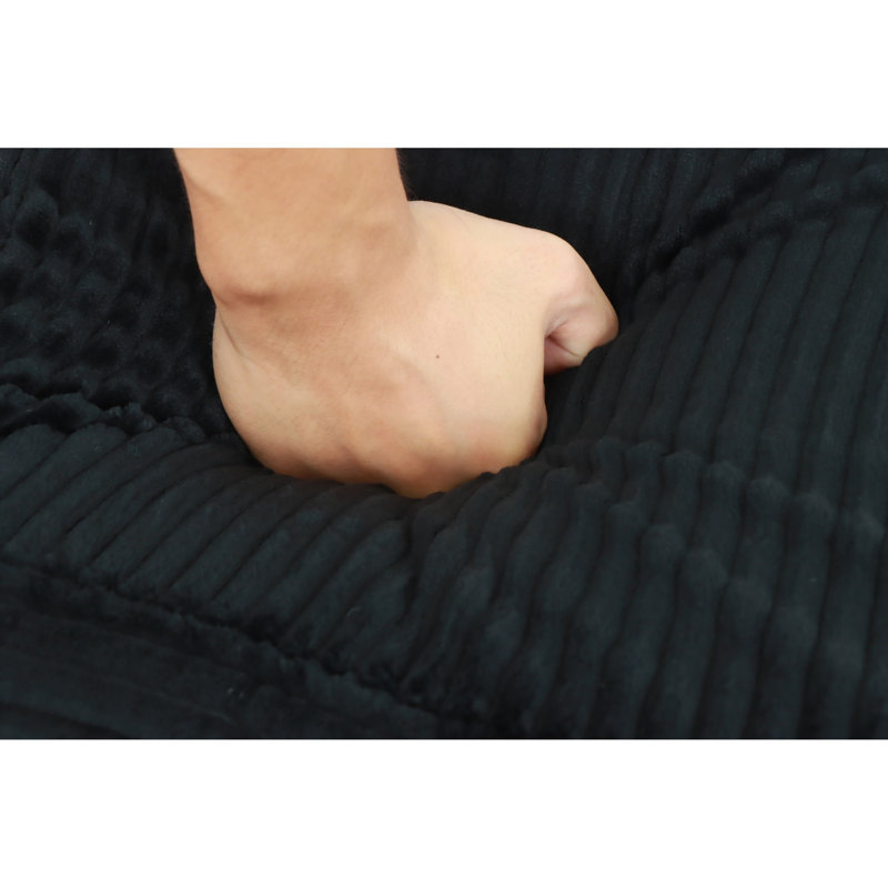 Repose-pieds confortable en velours côtelé noir, conception moderne en tissu pour la maison