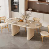 Kristalee Oval Extendable Dining Table,Kitchen Dining Room Dinner Pedestal Table for 6 to 8,Wood Kitchen & Dining Room Furniture