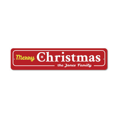 Family Merry Christmas Snowflake Aluminum Sign