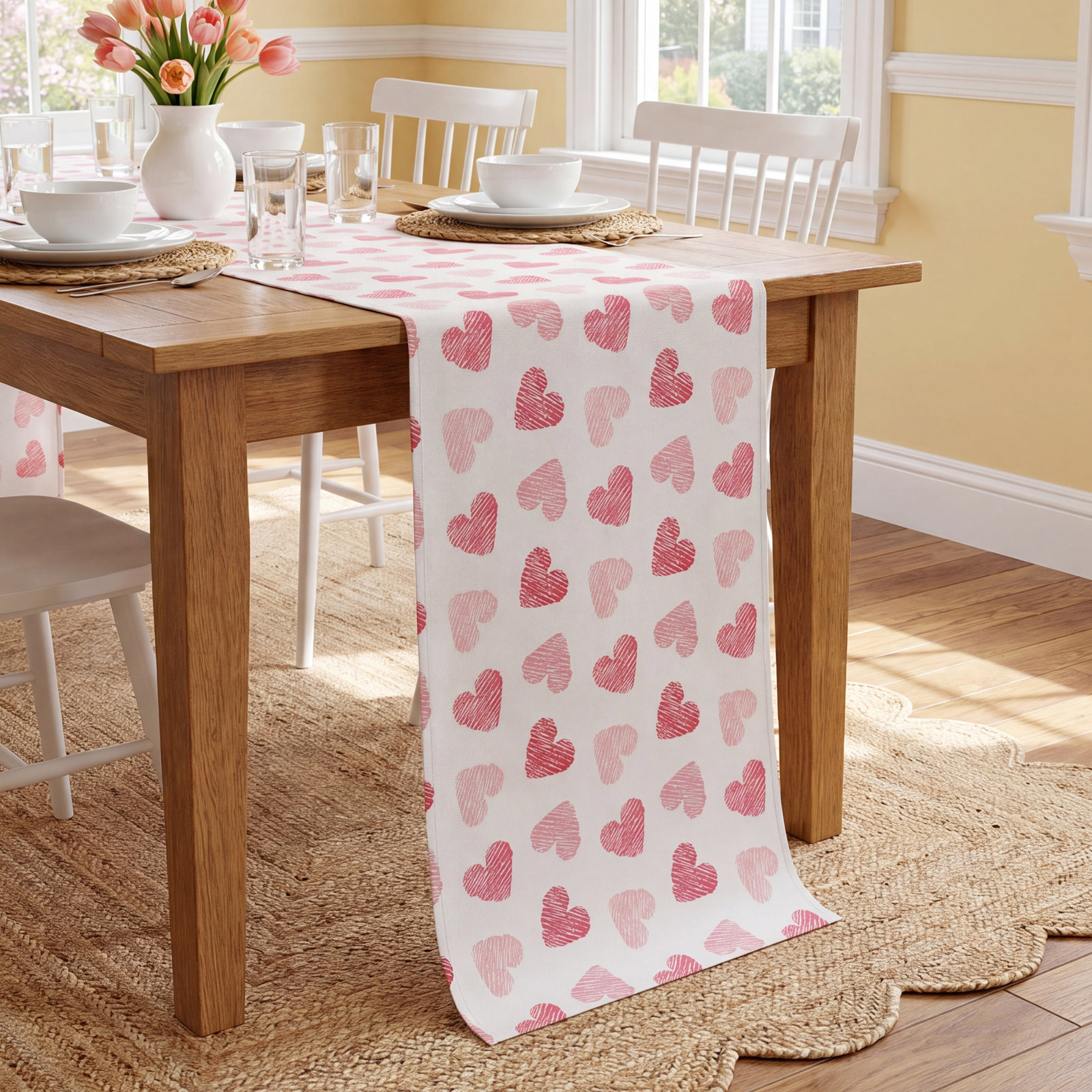 Earica Geometric Valentine's Day Table Runnner, 108" x 16"