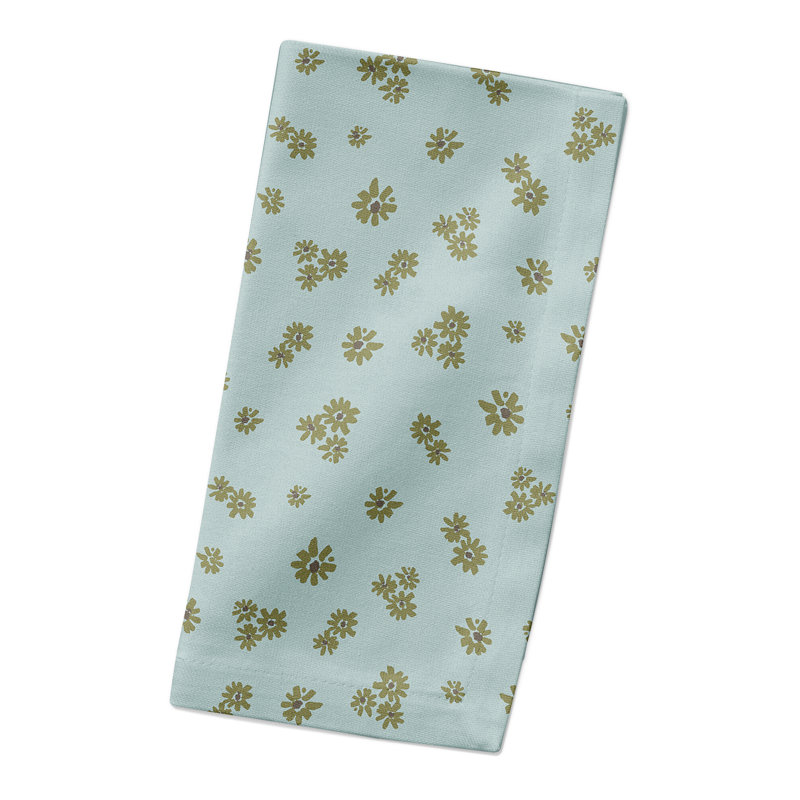 Cotton Floral Square Napkin, Green