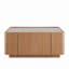 Table basse de 31,5 pouces carrée avec rangement, conception moderne en bois avec plateau en verre pour le salon et le bureau