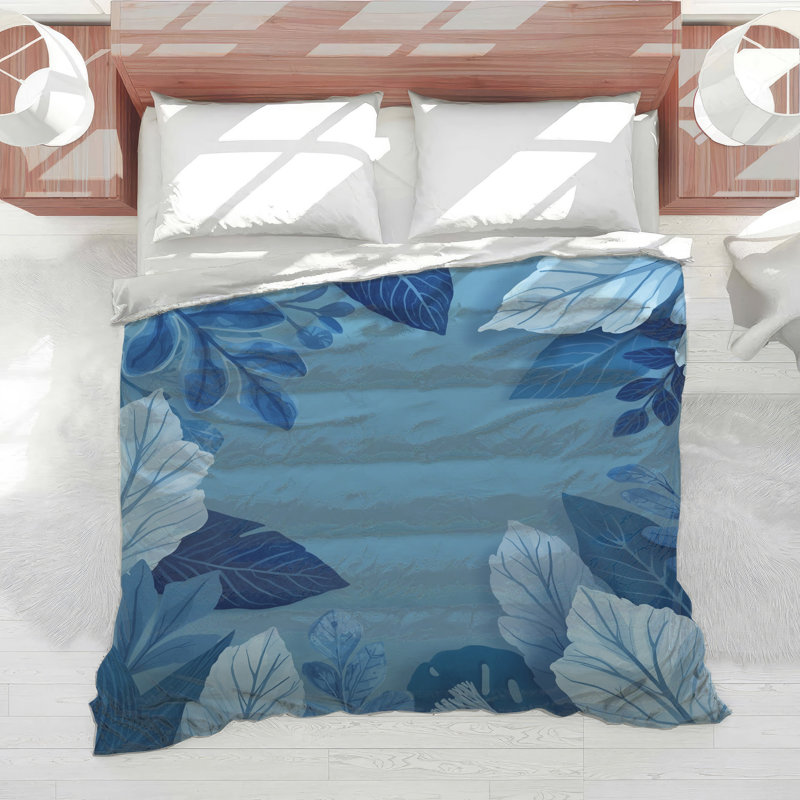 Blue Foliage Illustration Comforter, Twin