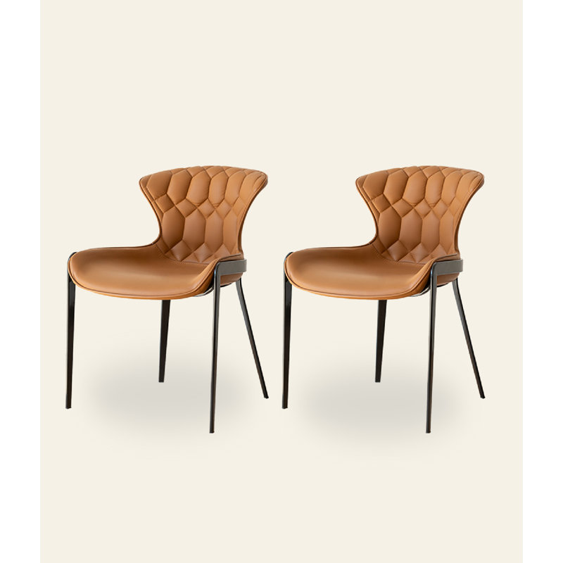 Chaise de salle à manger à dossier simple en cuir italien