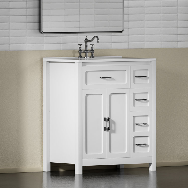 Raime 30'' Freestanding Single Bathroom Vanity with Ceramic Sink Top