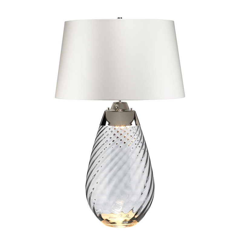 Lampe de table Lena, Blanc cassé, Argent, H 29 po x l 18 po x P 18 po