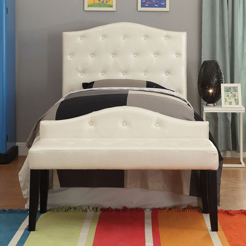 Banc en similicuir Fela, H 26 po x l 42 po x P 19 po, blanc