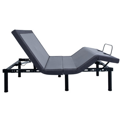 Adjustable Bed Base Twin Extra Long, Grey And Black Design, Wireless Remote, Zero Gravity, Antisnore, Three - Level Massage Long Bedroom Bed, Remote With Backlit Controls, Dual