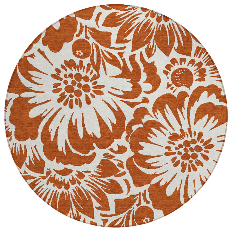 Tapis d'intérieur rond antidérapant rond 8 po rouille et ivoire