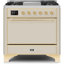 Cuisinière à double combustible 36 pouces avec 6 brûleurs scellés et plaque chauffante ILVE Majestic II Series (porte pleine)-64707954-64707951