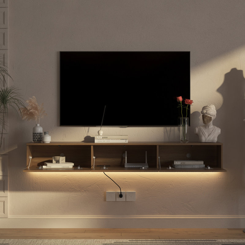 Meuble télé flottant fixé au mur avec 16 DEL de couleur