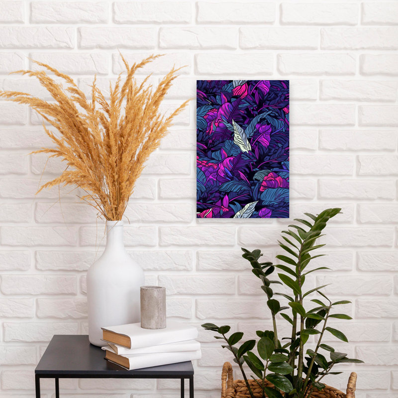 Art mural Neon Jungle Night, 18" H x 12" W