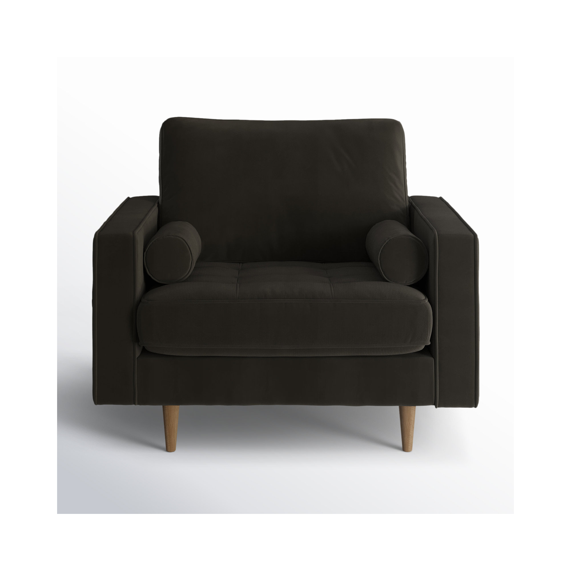 Geo Upholstered Armchair, Bella Smoke Performance Velvet
