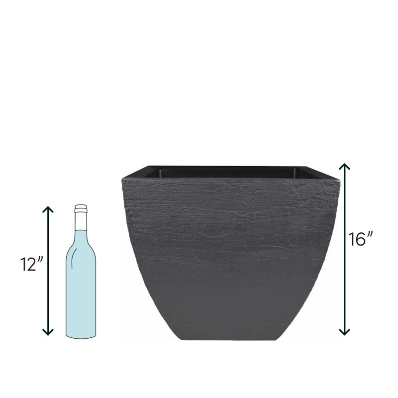 Jattin Pot Planter, Slate, 16" H x 16" W x 13" D