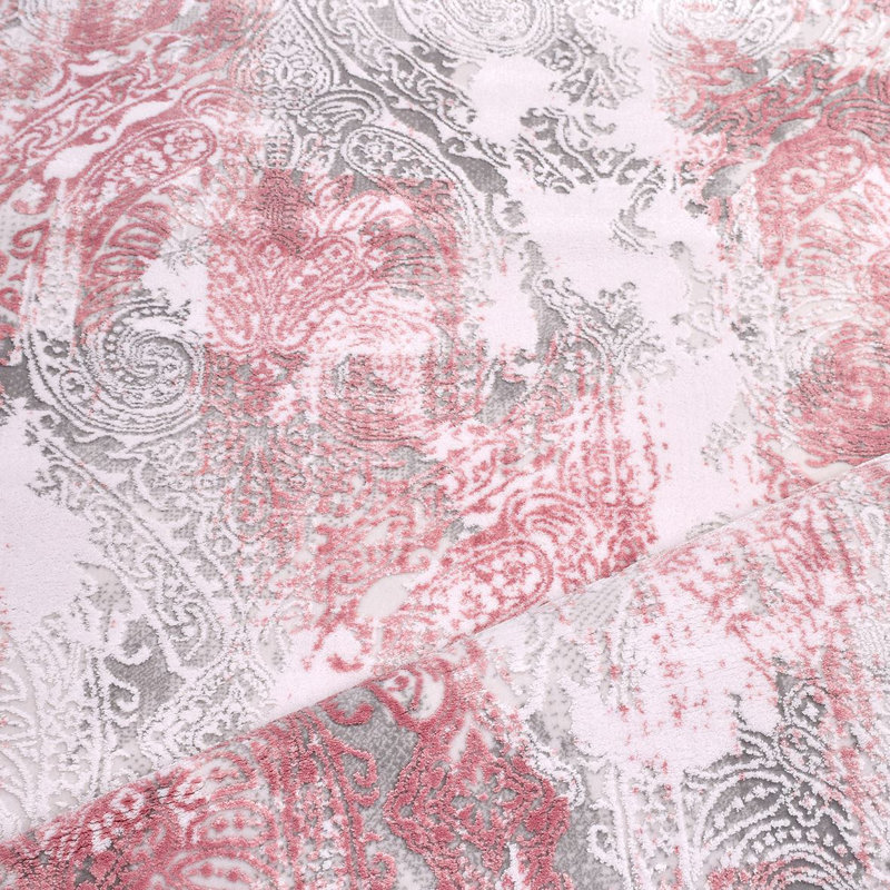 Tapis moderne / abstrait rose lavable à la machine antidérapant, Rectangle de 2 pi 7 po x 5 pi