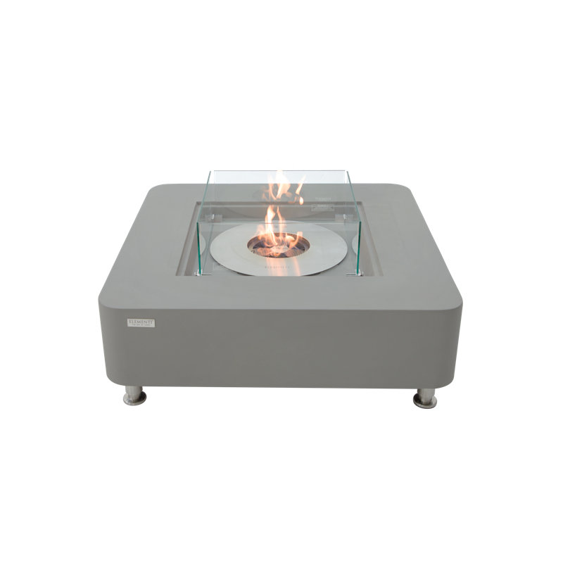 Space Gray Square Ethanol Fire Pit Table with Stainless Steel Burner