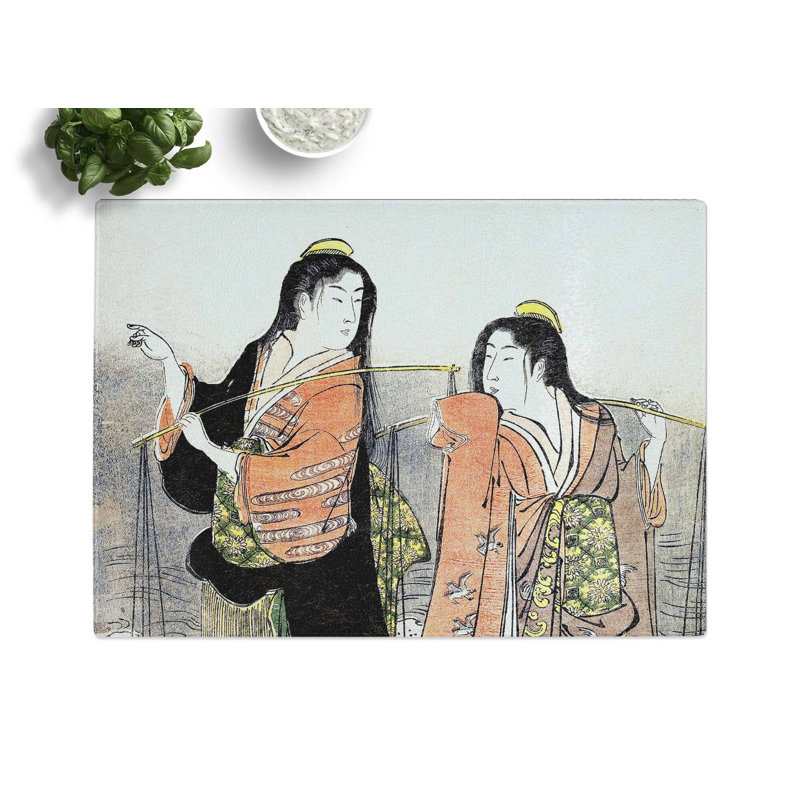 Tempered Glass Maidens of Suma by Torii Kiyonaga Chopping Board, 39 cm x 28.5 cm
