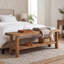 Farmhouse Solid Wood Bedroom Bench, 2-Tier Rustic Bed End Bench With Lower Storage Shelf-2048265405
