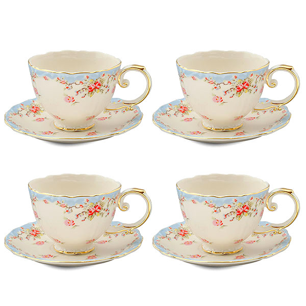 Grace Teaware Vintage Rose Porcelain 7 oz. Teacup & Saucer