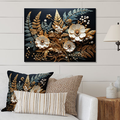 Ferns Copper Elegance II - Floral Metal Wall Art Prints