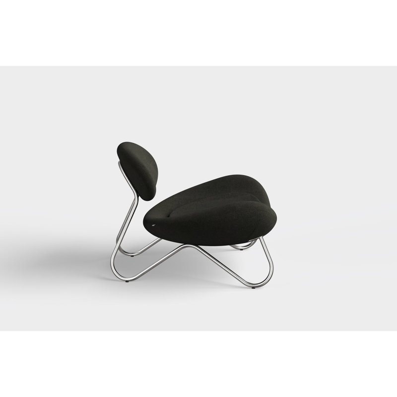 Meadow Lounge Chair, Black Painted Steel Frame, Brushed Stainless Steel, Natural Polyester Blend