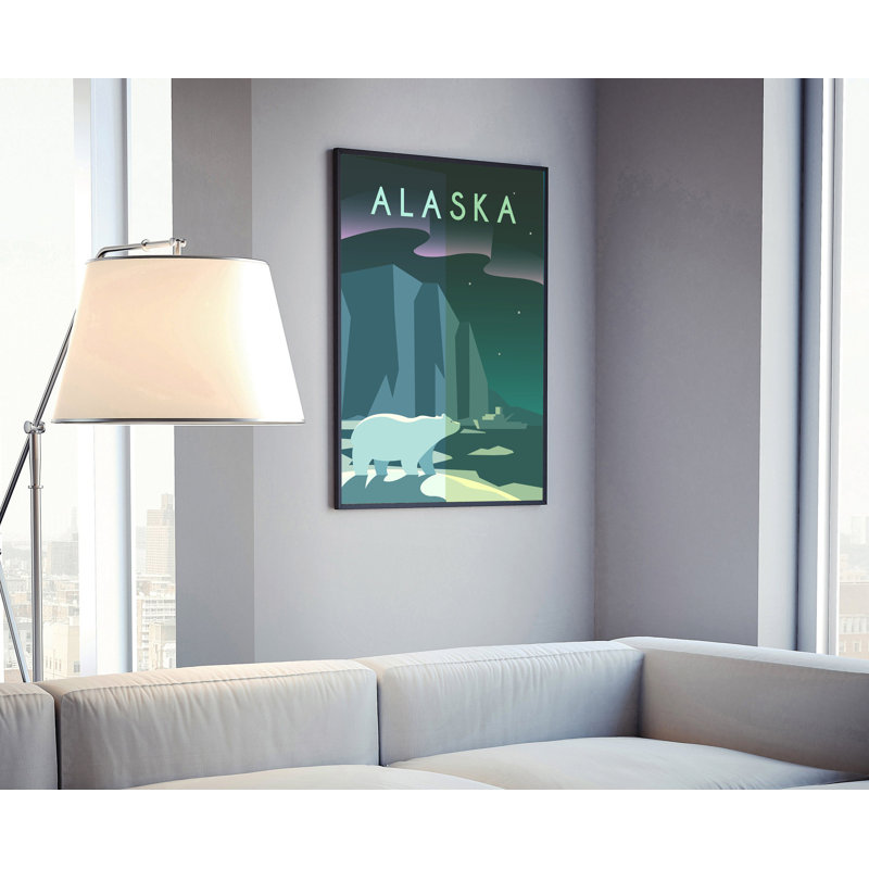 «Alaska Retro Style State Travel», affiche rétro non encadrée, art mural maison et bureau, H 36 po x l 24 po