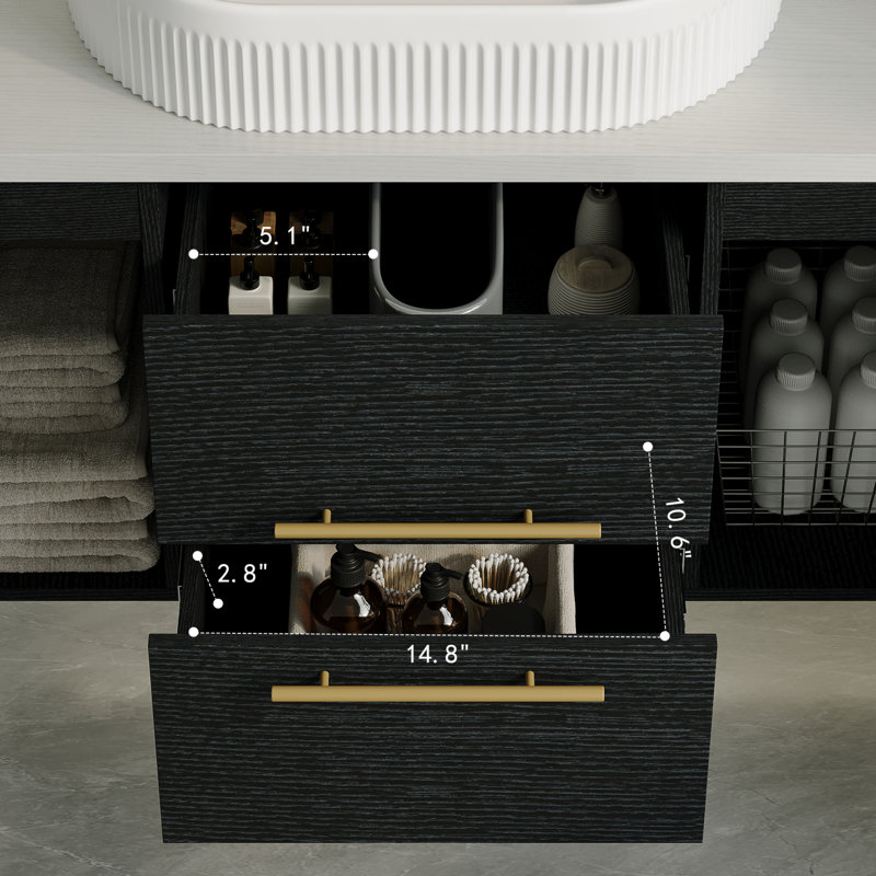Meuble-lavabo flottant moderne 39,4 po avec lavabo en céramique pour petite salle de bain