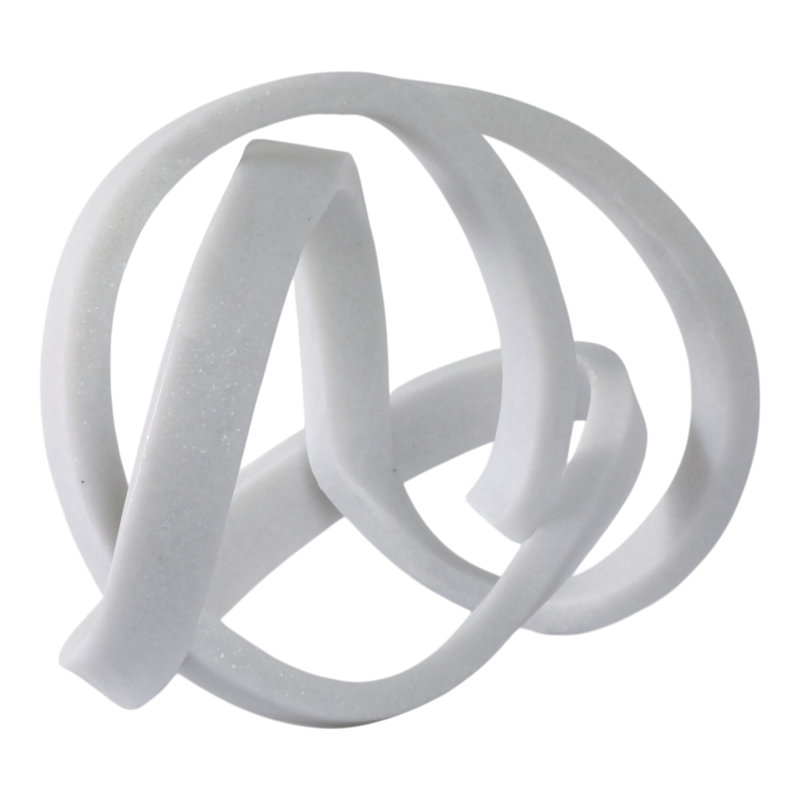 Decorative Abstract Circular Loop Statue Sculpture For Home Decor - Contemporary Decorative Objects For Living Room And Tabletop Styling - 16", White