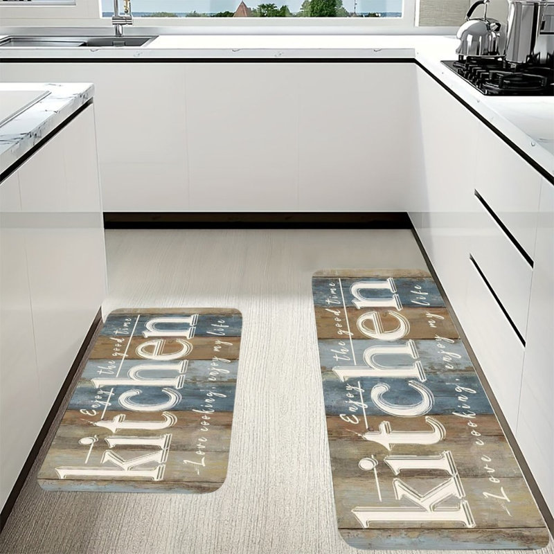 Tapis de sol rustique, tapis de flanelle antidérapant 2 pièces