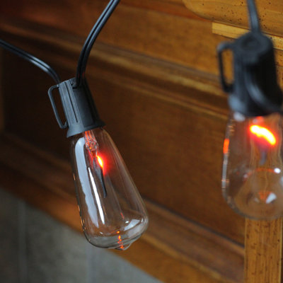Ensemble de 10 ampoules Edison scintillantes transparentes pour Halloween, fil noir de 9 pi