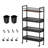 4 Tier Slim Storage Cart, 5.9In Slim Kitchen Cart On Wheels For Small Space, Narrow Rolling Cart With Wooden Top Metal Handle And Wire Mesh