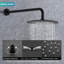 Système de douche mural noir mat. Tête de pluie 10 po et portatif. Valve d'équilibrage. Support réglable. Joint à 360 °. Corrosion. Débit de 1,8 gal / min. Double tête. Compatible avec les tuyaux noirs.