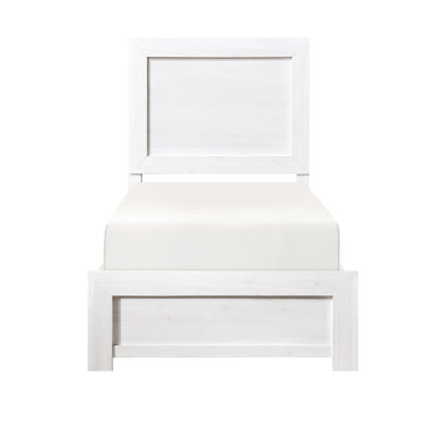 White Finish Twin Size Bed For Bedroom - Ship In A Single Package Modern With Wooden And Foundation