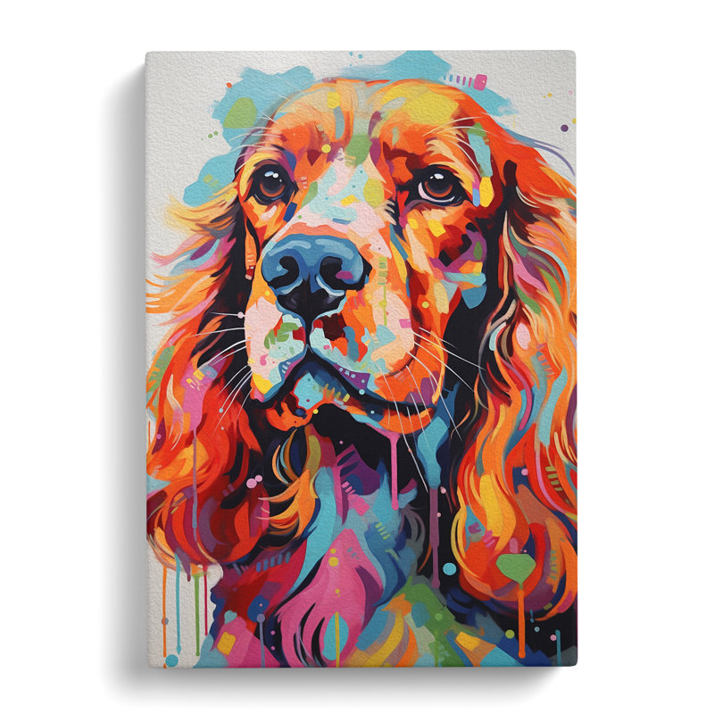 Cocker Spaniel Abstract - Wrapped Canvas Print, 60cm H x 40cm W x 3cm D