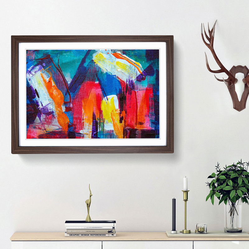 Abstract Art Painting Vol.26 by S.Johnson - Picture Frame Painting Print, 62cm H x 87cm W x 2cm D, Walnut Framed