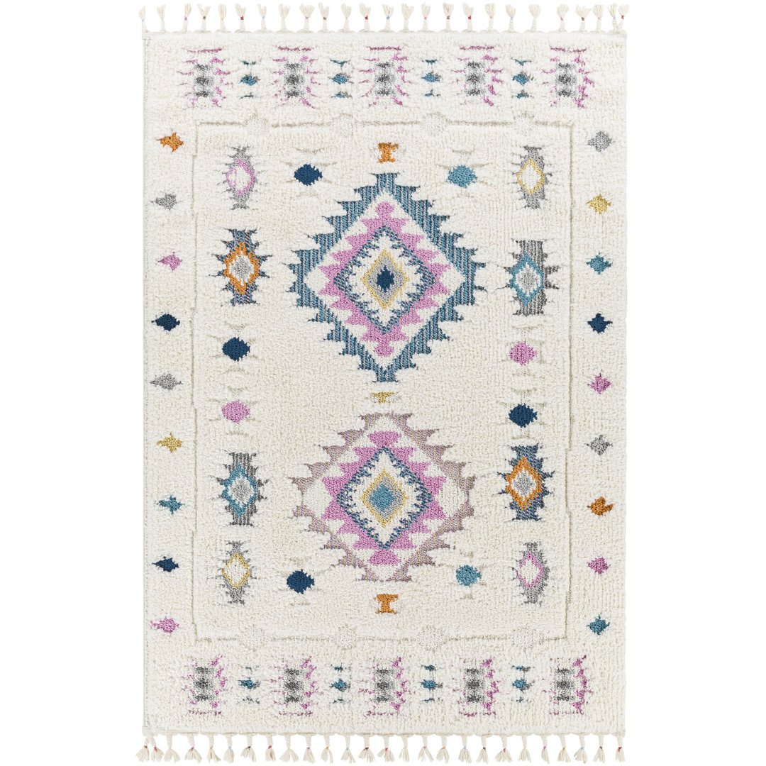 Diemer Machine Woven Blue/Cream/Pink Area Rug Mistana™ Rug