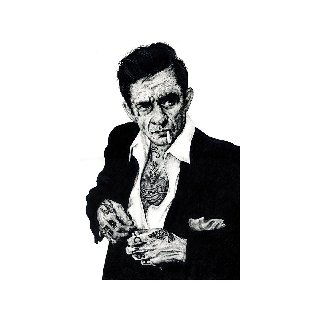 Leinwandbild Johnny Cash von Inked Ikons