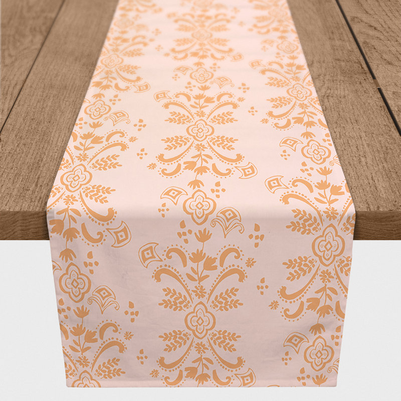 Evin Floral Cotton Blend Table Runner, 72" L x 16" W, Orange