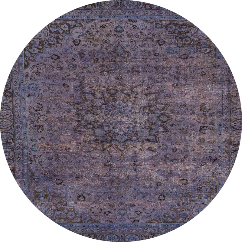 Tapis décoratif multicolore à motif abstrait, Rond 8 pi