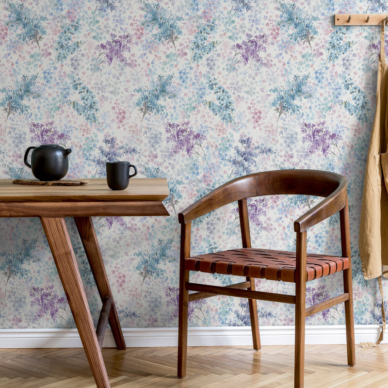 Flora Collection Soft Foliage Wallpaper Roll, Purple