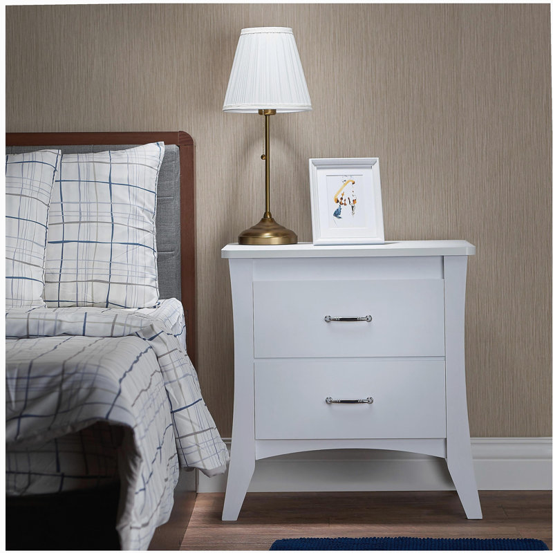 White 2-Drawer Nightstand