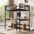 Queen Size Metal Loft Bed With Power Outlet, Led Lightd And Desk, Black-978669007