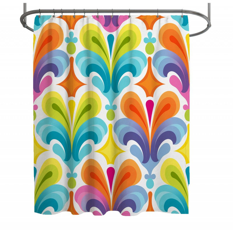 Rideau de douche Groovy - décor de salle de bain oriental, H 73 po x l 70 po